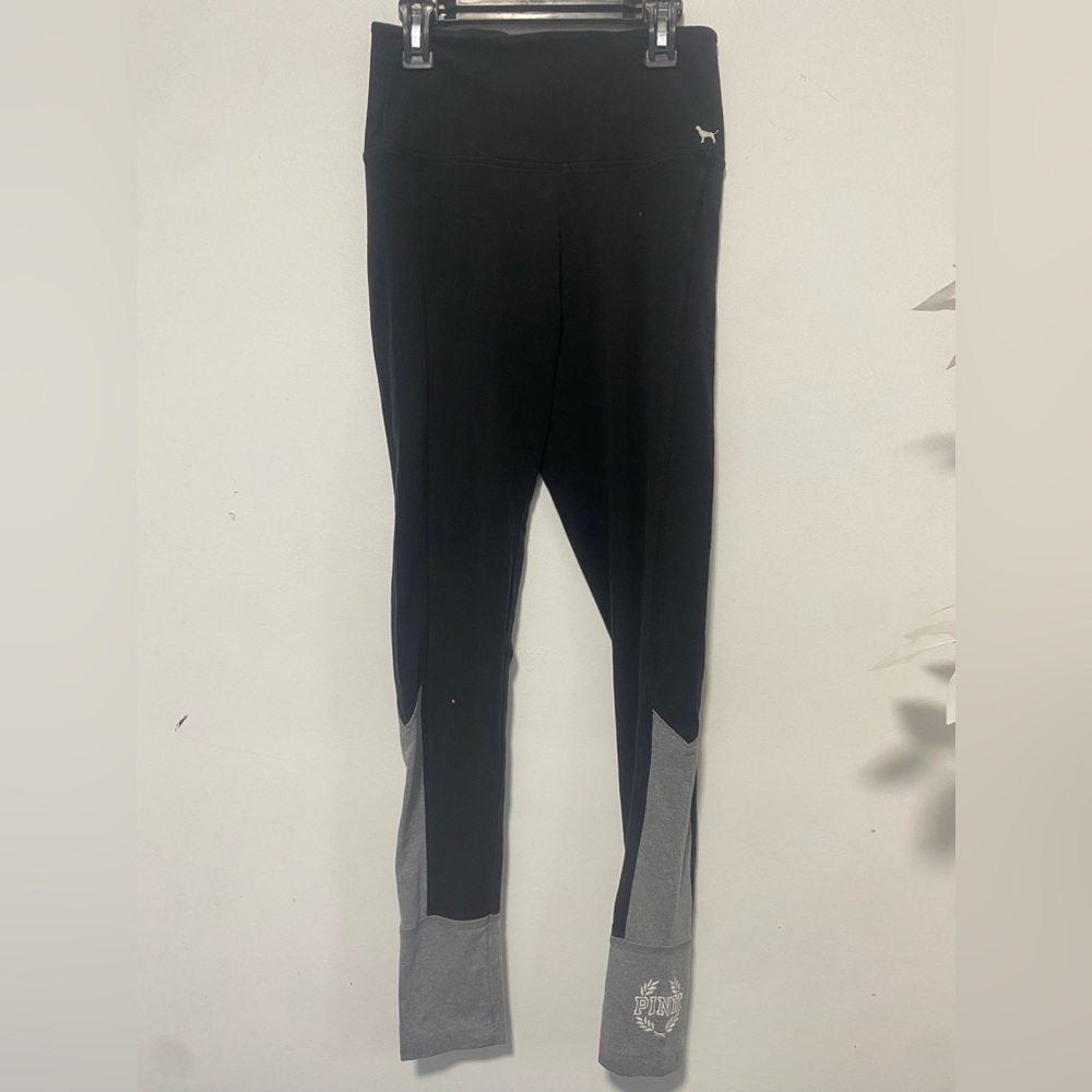 Victoria secret pink Black Leggings with Gray Details